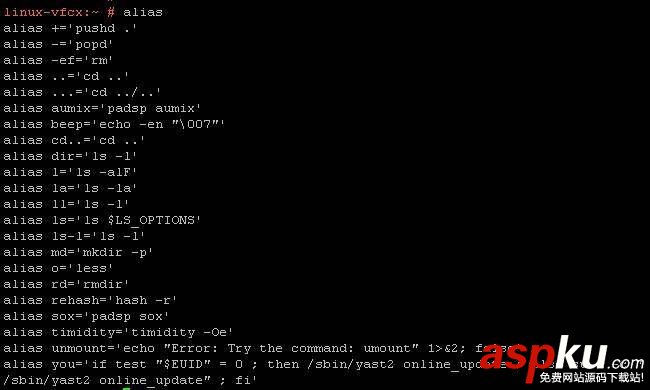 linux,alias永久生效,設置alias,linux設置用戶alias