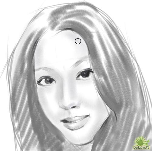 painter手繪女孩頭像素描