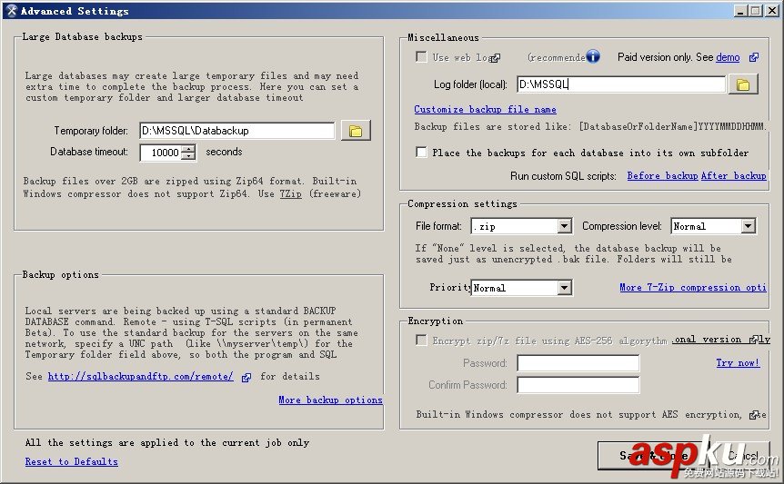 SQLBackupAndFTP,數據庫自動備份