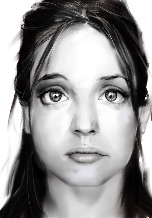 用painter9臨摹照片繪人像素描