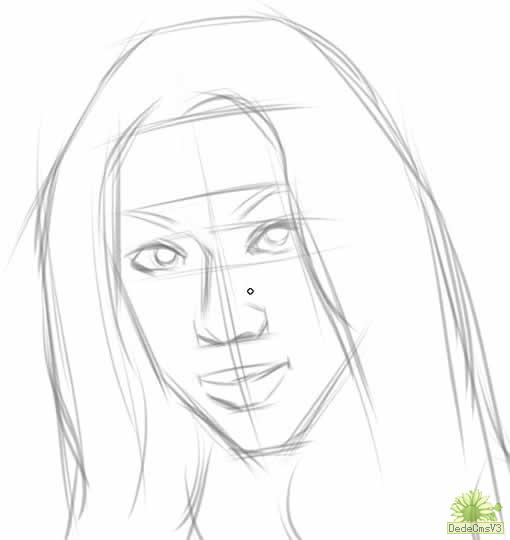 painter手繪女孩頭像素描