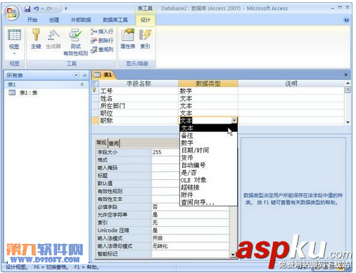 Access2007表的數據表教程