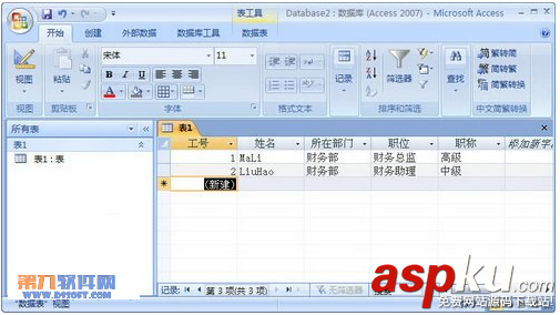 Access2007表的數據表教程
