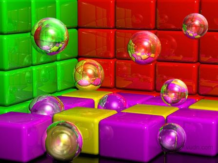 3dsmax實例：立體彩塊和透明亮球_網頁設計VeVb.com網絡轉載
