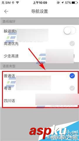 凱立德導航,切換語音類型