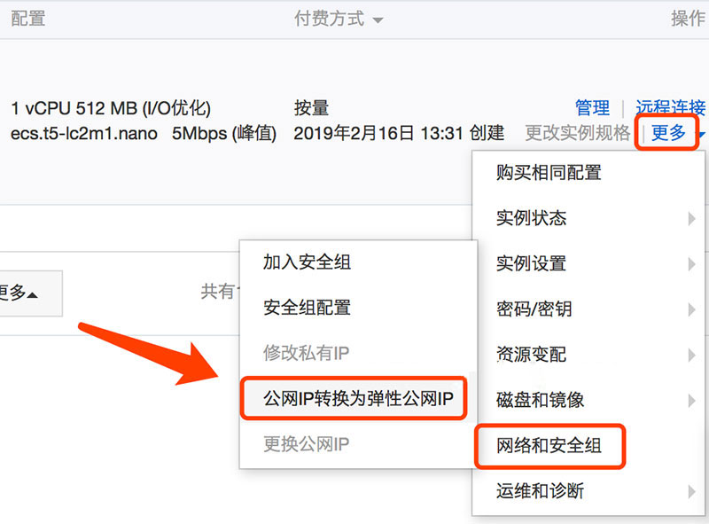 ECS云服務器公網IP轉換為彈性公網IP