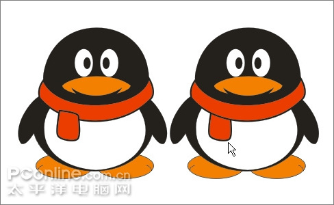coreldraw繪制可愛的情侶qq企鵝