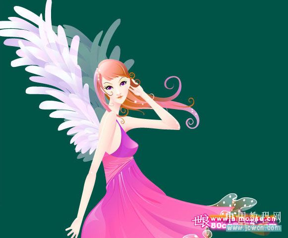 illustrator鼠繪教程：打造唯美插畫《花季的天使》_jcwcn.com