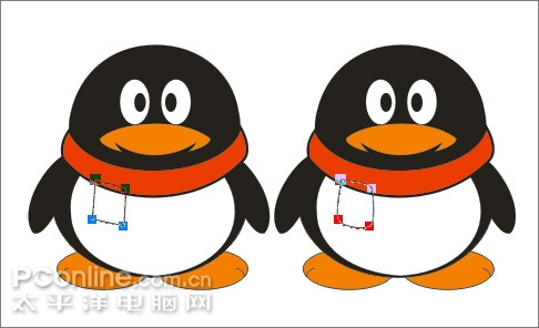 coreldraw繪制可愛的情侶qq企鵝