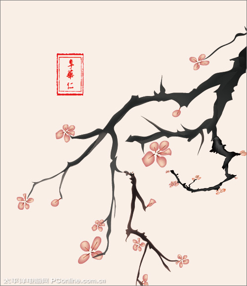 illustrator鼠繪教程：繪制一幅國畫風格寫意梅花圖_網頁設計