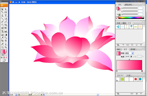 illustrator cs3鼠繪教程：繪制漂亮的矢量荷花圖_網頁設計
