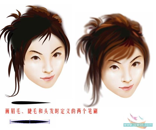 illustrator鼠繪教程：運用漸變網格繪制人物和頭發的過程_jcwcn.com