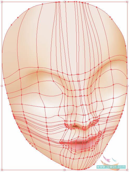 illustrator鼠繪教程：運用漸變網格繪制人物和頭發的過程_jcwcn.com