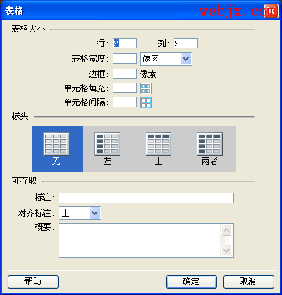 詳解用Dreamweaver制作網頁中的表格
