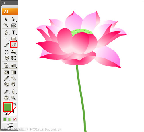 illustrator cs3鼠繪教程：繪制漂亮的矢量荷花圖_網頁設計