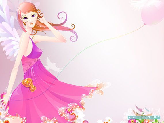 illustrator鼠繪教程：打造唯美插畫《花季的天使》_jcwcn.com