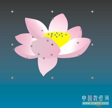coreldraw鼠繪教程：繪制漂亮的卡通風格荷花_中國教程網