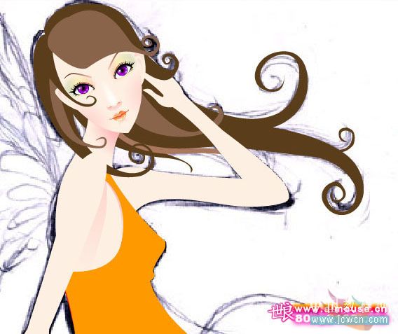 illustrator鼠繪教程：打造唯美插畫《花季的天使》_jcwcn.com