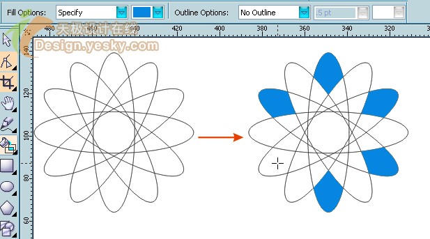 coreldraw x3入門教程：智能填充工具的運用_中國教程網