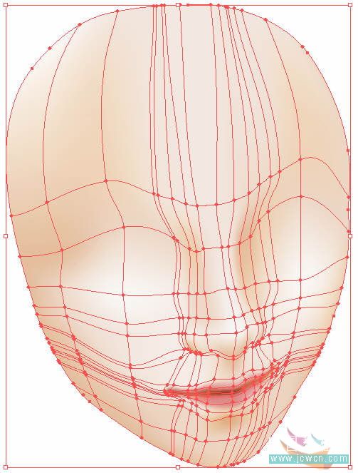 illustrator鼠繪教程：運用漸變網格繪制人物和頭發的過程_jcwcn.com