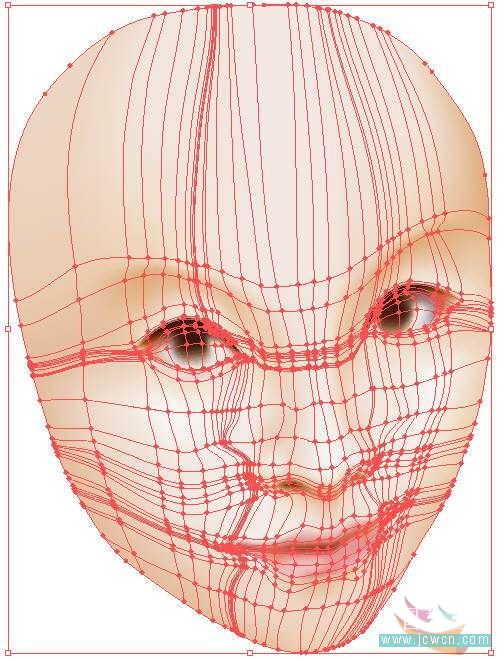 illustrator鼠繪教程：運用漸變網格繪制人物和頭發的過程_jcwcn.com