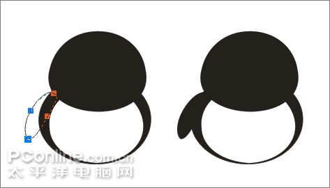 coreldraw繪制可愛的情侶qq企鵝