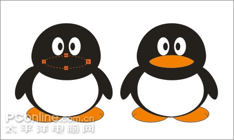 coreldraw繪制可愛的情侶qq企鵝